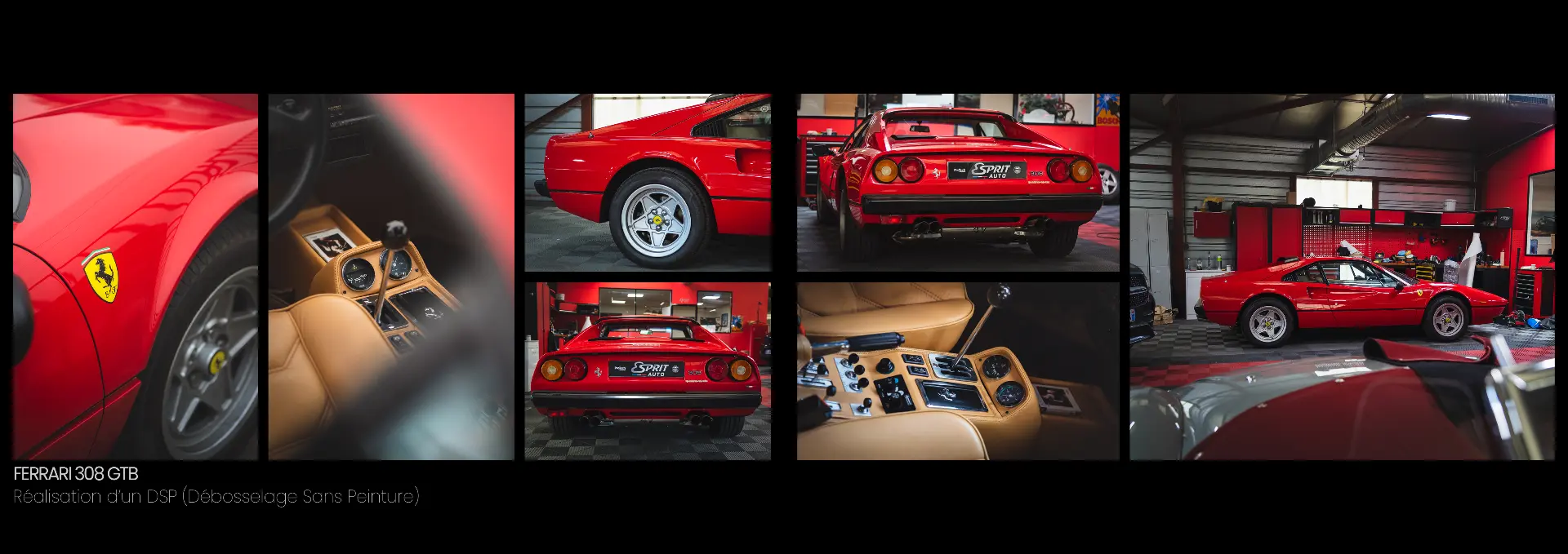 Planche du portfolio Esprit Auto — Ferrari 308 GTB, débosselage sans peinture